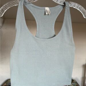 Pact Light Blue Ribbed Sports Bra/Cropped Tank Top